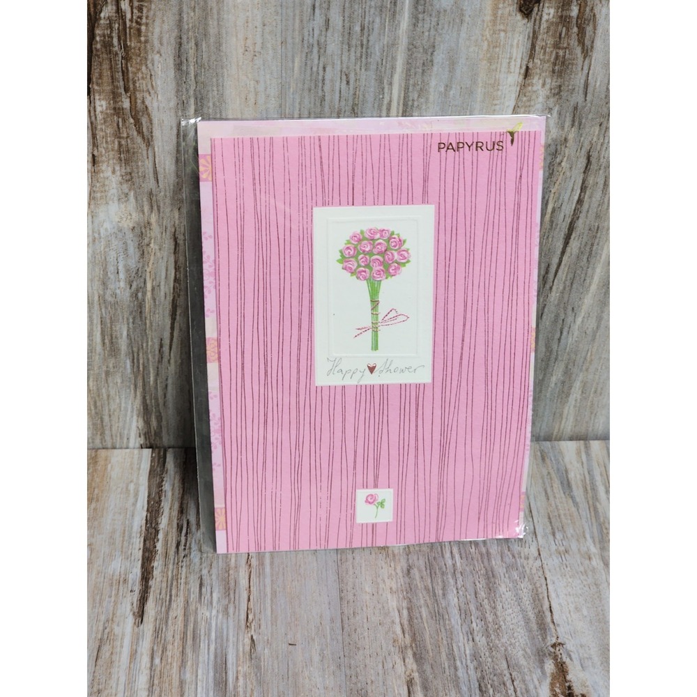 Papyrus RARE Turnowsky Wedding Card Foiled Gold Trimmed Rose Boquet Heart